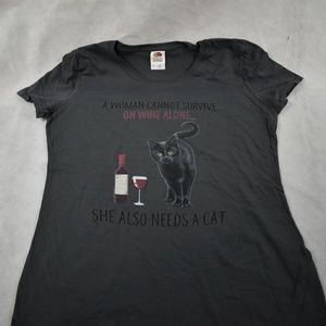 A woman can't survive on wine alone graphic tshirt